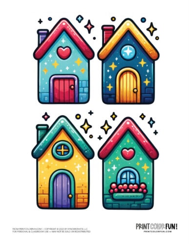Cute simple house color clipart from PrintColorFun com 5
