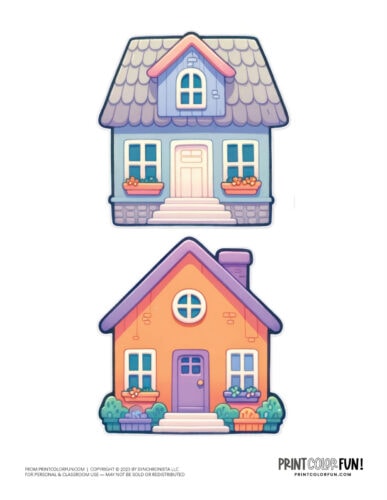 Cute simple house color clipart from PrintColorFun com 6