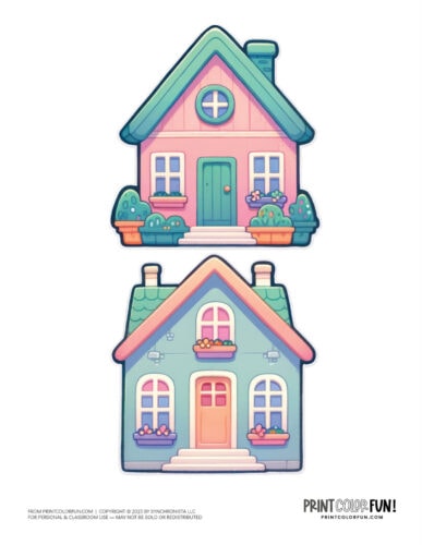 Cute simple house color clipart from PrintColorFun com 7