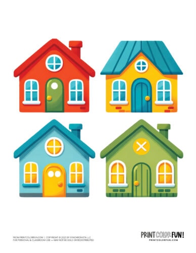 Cute simple house color clipart from PrintColorFun com 8