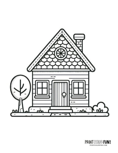 Cute small house coloring page from PrintColorFun com