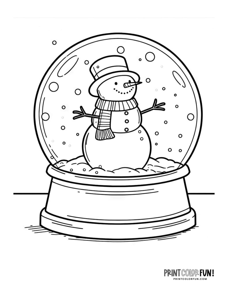 36 snow globe clipart & coloring pages for a magical holiday season, at ...