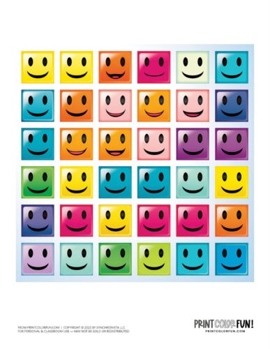 Cute square happy face color clipart from PrintColorFun com 3