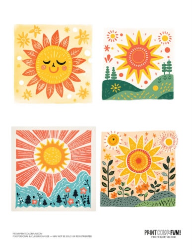 Cute sun clipart drawings decorations from PrintColorFun com (3)