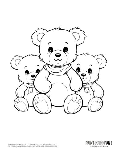 Cute teddy bear coloring page drawing from PrintColorFun com (1)
