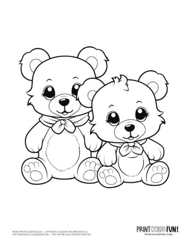 Cute teddy bear coloring page drawing from PrintColorFun com (2)