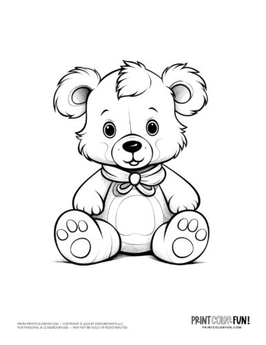 Cute teddy bear coloring page drawing from PrintColorFun com (4)