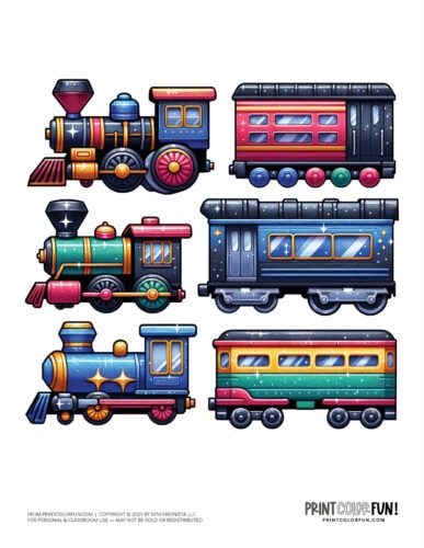 Cute toy train color clipart from PrintColorFun com