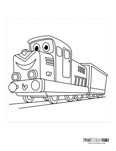 Cute train coloring page from PrintColorFun com 3