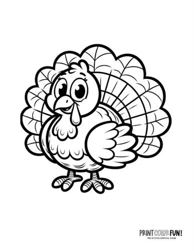 Cute turkey Thanksgiving coloring page