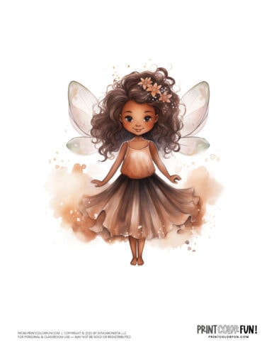 Cute watercolor girl fairy color clipart from PrintColorFun com 4