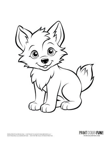Cute wolf coloring page clipart from PrintColorFun com (1)