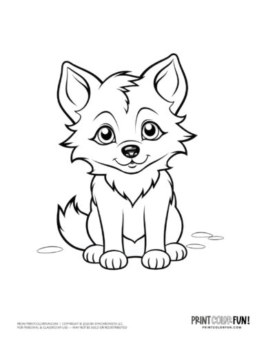 Cute wolf coloring page clipart from PrintColorFun com (2)