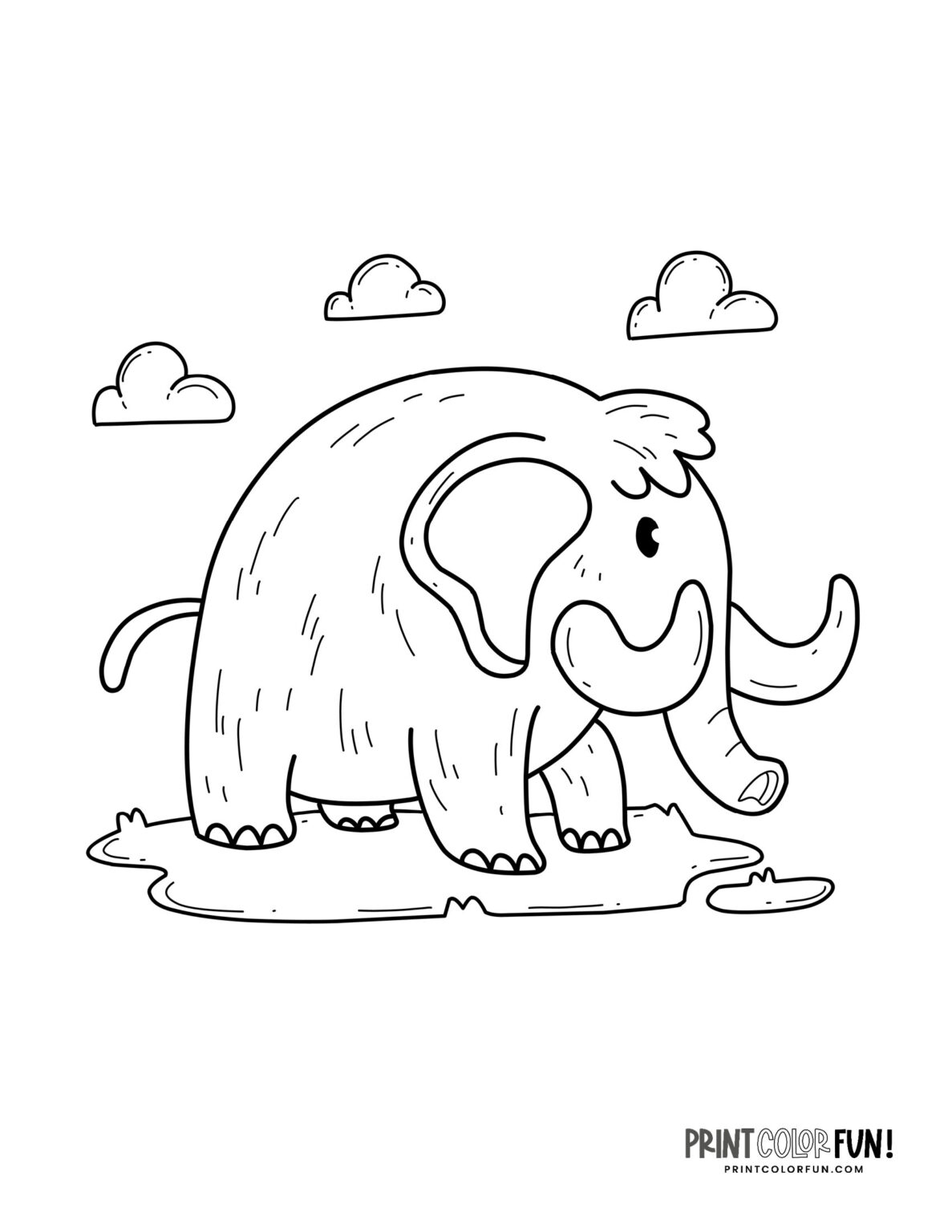 Woolly mammoth coloring pages &amp; fun facts, at PrintColorFun.com