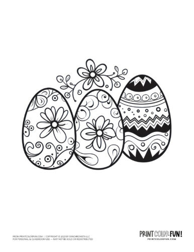 Decorated Easter egg coloring page clipart drawing from PrintColorFun com (1)