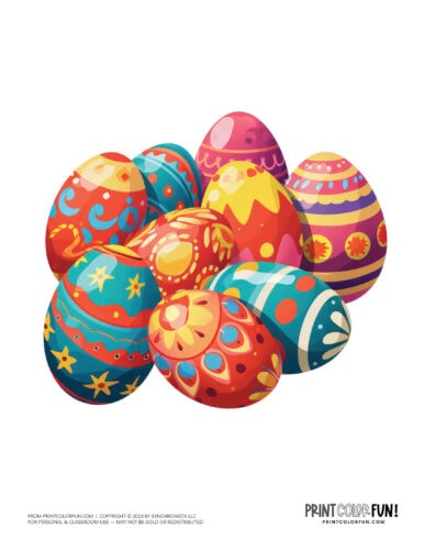 Decorated Easter eggs clipart drawing from PrintColorFun com (01)