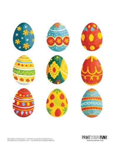 Decorated Easter eggs clipart drawing from PrintColorFun com (02)