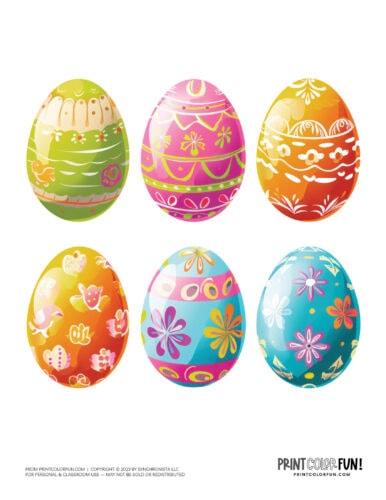 Decorated Easter eggs clipart drawing from PrintColorFun com (03)