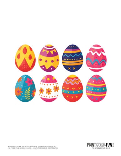 Decorated Easter eggs clipart drawing from PrintColorFun com (04)