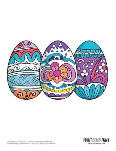 Decorated Easter eggs clipart drawing from PrintColorFun com (05)