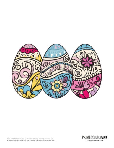 Decorated Easter eggs clipart drawing from PrintColorFun com (06)