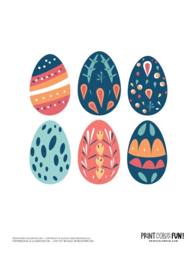 Decorated Easter eggs clipart drawing from PrintColorFun com (09)