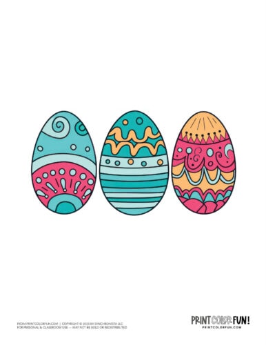 Decorated Easter eggs clipart drawing from PrintColorFun com (11)