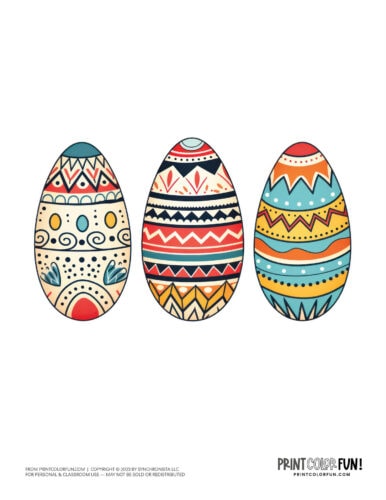 Decorated Easter eggs clipart drawing from PrintColorFun com (12)