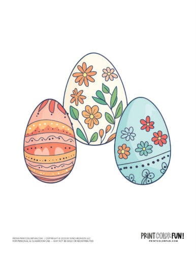 Decorated Easter eggs clipart drawing from PrintColorFun com (13)