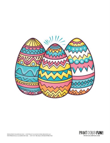 Decorated Easter eggs clipart drawing from PrintColorFun com (14)
