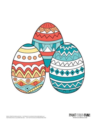 Decorated Easter eggs clipart drawing from PrintColorFun com (15)