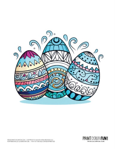 Decorated Easter eggs clipart drawing from PrintColorFun com (16)