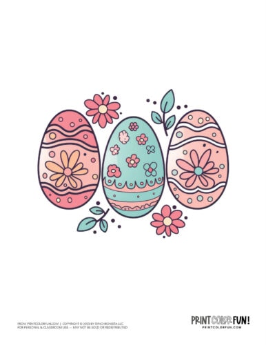 Decorated Easter eggs clipart drawing from PrintColorFun com (17)