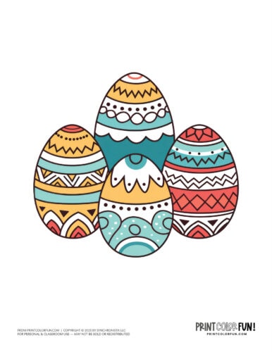 Decorated Easter eggs clipart drawing from PrintColorFun com (18)