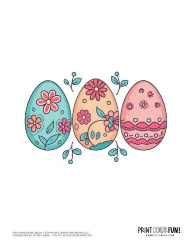 Decorated Easter eggs clipart drawing from PrintColorFun com (19)