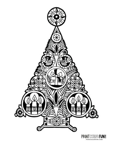 Decorative Christmas tree adult coloring page from PrintColorFun com (17)