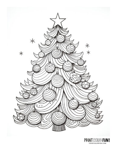 Decorative Christmas tree adult coloring page from PrintColorFun com (8)