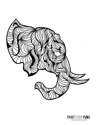 abstract elephant coloring pages