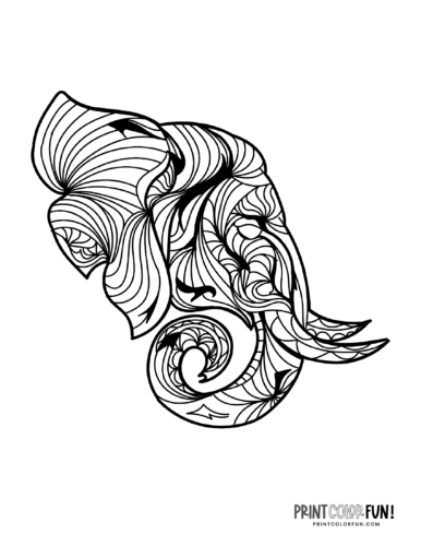 Decorative elephant coloring pages (3)