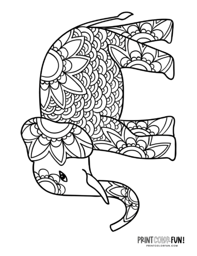 Decorative elephant coloring pages (4)