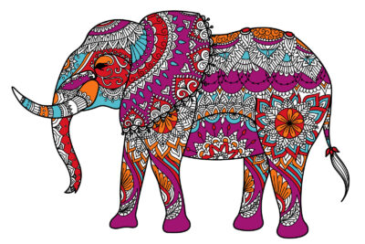Decorative elephant coloring pages