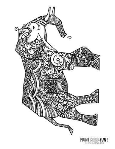 Decorative elephant coloring pages (8)