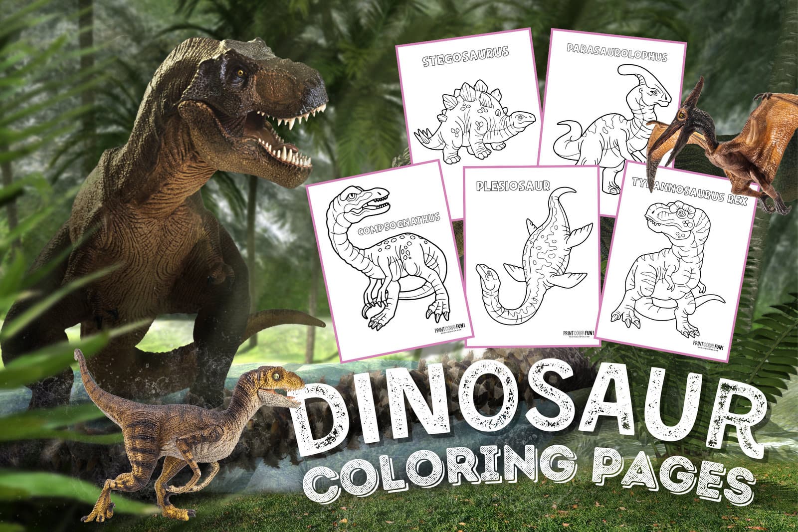 Dinosaur Scene Giant Coloring Poster