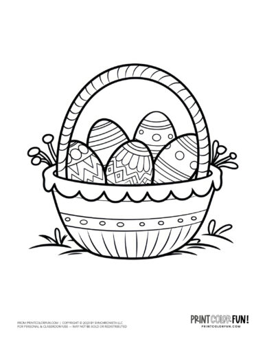 Easter basket coloring page drawing from PrintColorFun com (2)