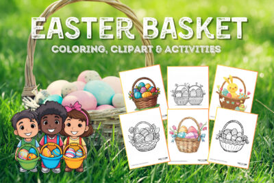 Easter basket coloring pages, clipart and more from PrintColorFun com