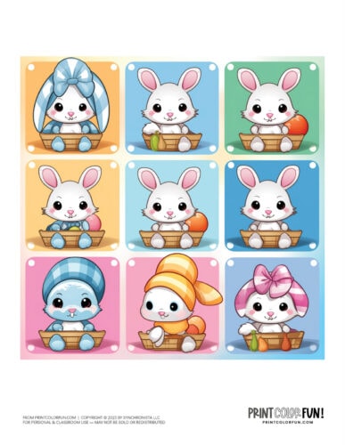 Easter bunny stickers and color clipart from PrintColorFun com (1)