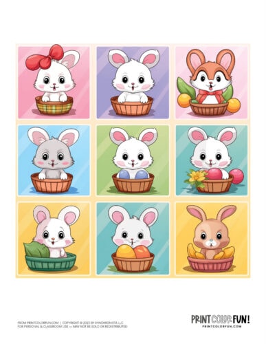 Easter bunny stickers and color clipart from PrintColorFun com (13)