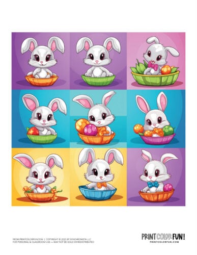 Easter bunny stickers and color clipart from PrintColorFun com (14)
