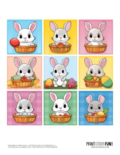 Easter bunny stickers and color clipart from PrintColorFun com (15)