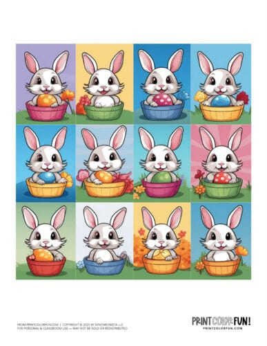 Easter bunny stickers and color clipart from PrintColorFun com (16)